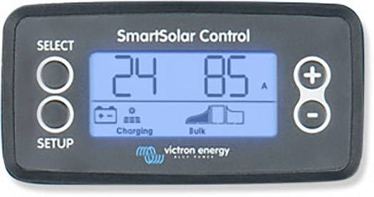 Prikaz SmartSolar kontrole s dva velika broja '24' i '85', simbolima za punjenje i tipkama za postavke.