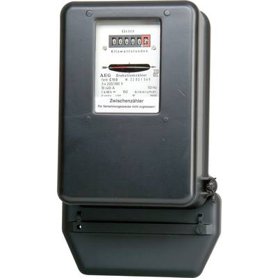 Električni brojač s digitalnim prikazom kilovatsati. Pokazuje 2 kWh. Uređaj tvrtke AEG, nije odobren za obračunske svrhe.