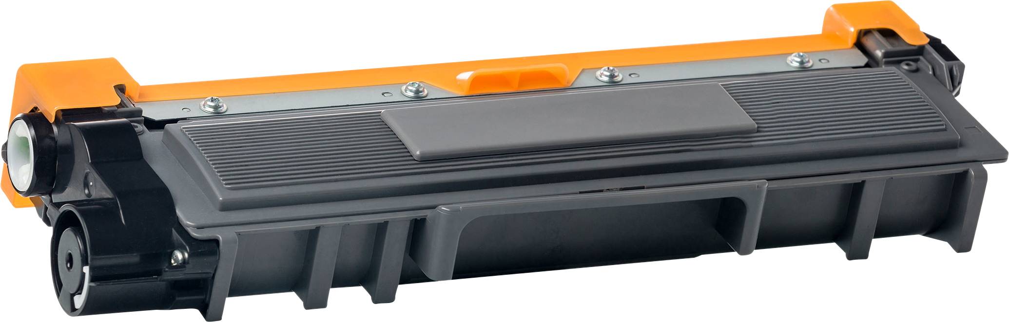 Crni Drucker-toner kaseta s narančastim detaljima.