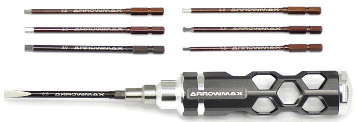 ArrowMax AM-460004 Gereedschapsset 1 sleufinzet maat: 3,5, 4 zeskantkop maat: 1.5, 2, 2.5, 3, 2 buitenzeskant van de kogel maat: 2, 2.5