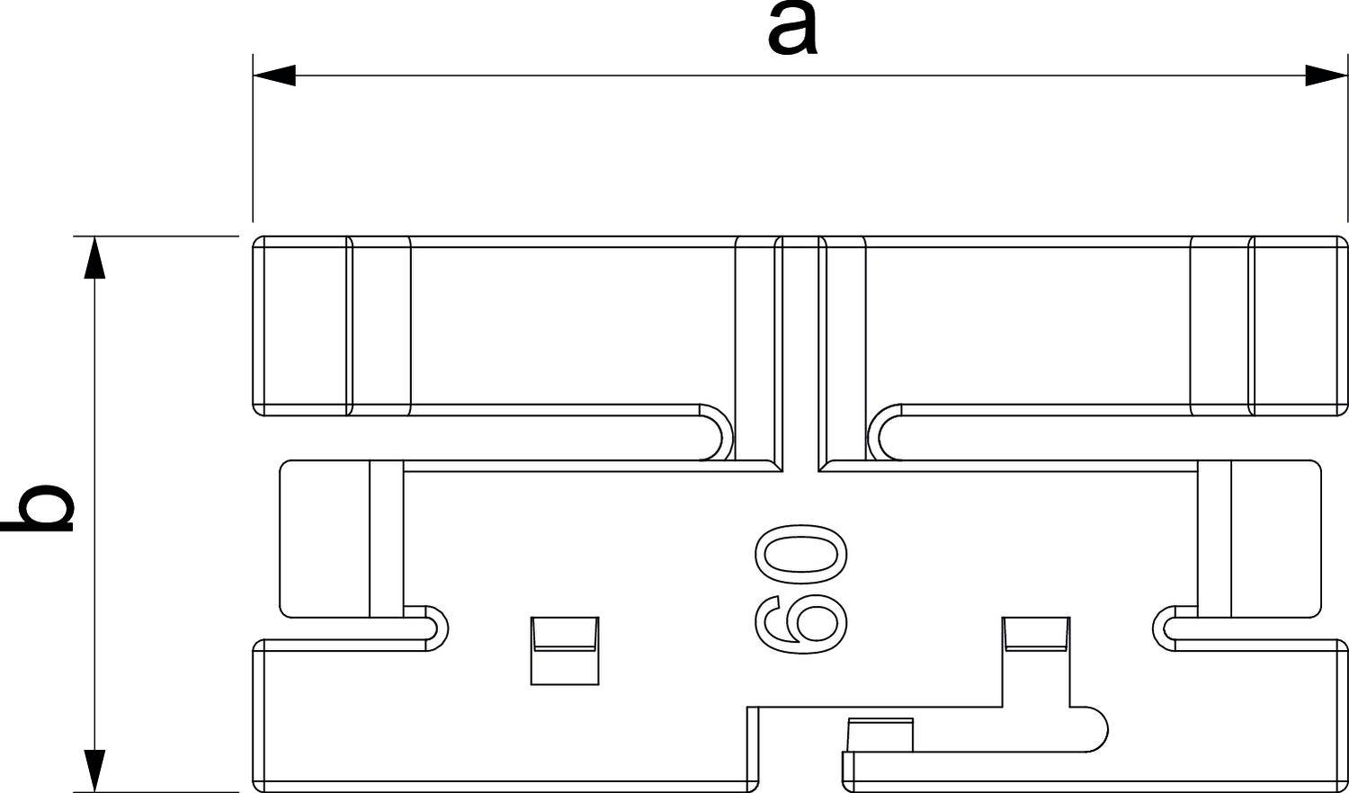 Tehnički nacrt dijela s dimenzijama 'a' i 'b'. Centralno je upisana brojka 60.