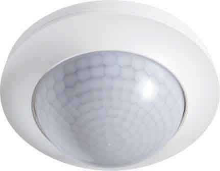 Okrugli, bijeli senzor pokreta za strop s izbočenim, strukturiranim poklopcem za otkrivanje kretanja u unutarnjem prostoru.