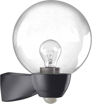 ESYLUX AL P Monza 130 sw EL10026119 Wandlamp met bewegingsmelder E27 Gloeilamp Zwart