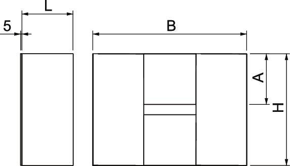 Tehnički dijagram prikazuje dvije pravokutne forme s označenim dimenzijama: širina (Š), duljina (D) i visina (V).