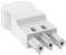 Bijeli Euro utikač-adapter s dva utora i tri okrugla čička. Pogodan za pretvorbu europskih utičnica.