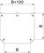 Tehnički nacrt pravokutnog objekta s dimenzijama 'B' i 'B+100', horizontalno i vertikalno označen.