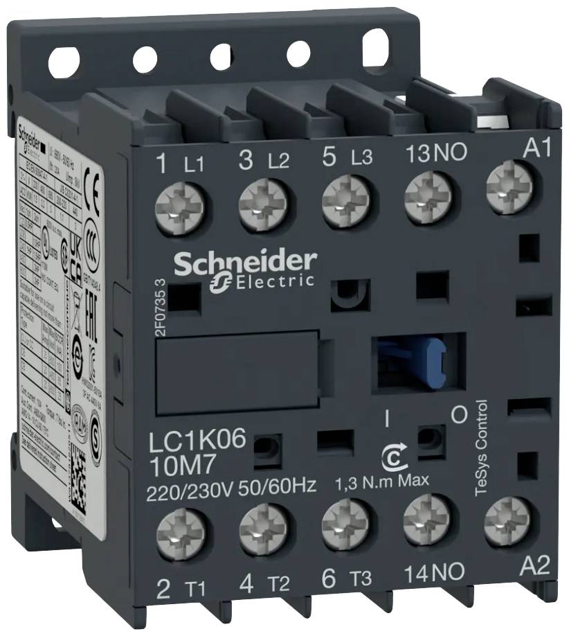 'Schneider Electric' Schütz LC1K06 sa 220/230V, 50/60Hz. Za električko upravljanje u industrijskim strojevima, prikazan s prednje strane.