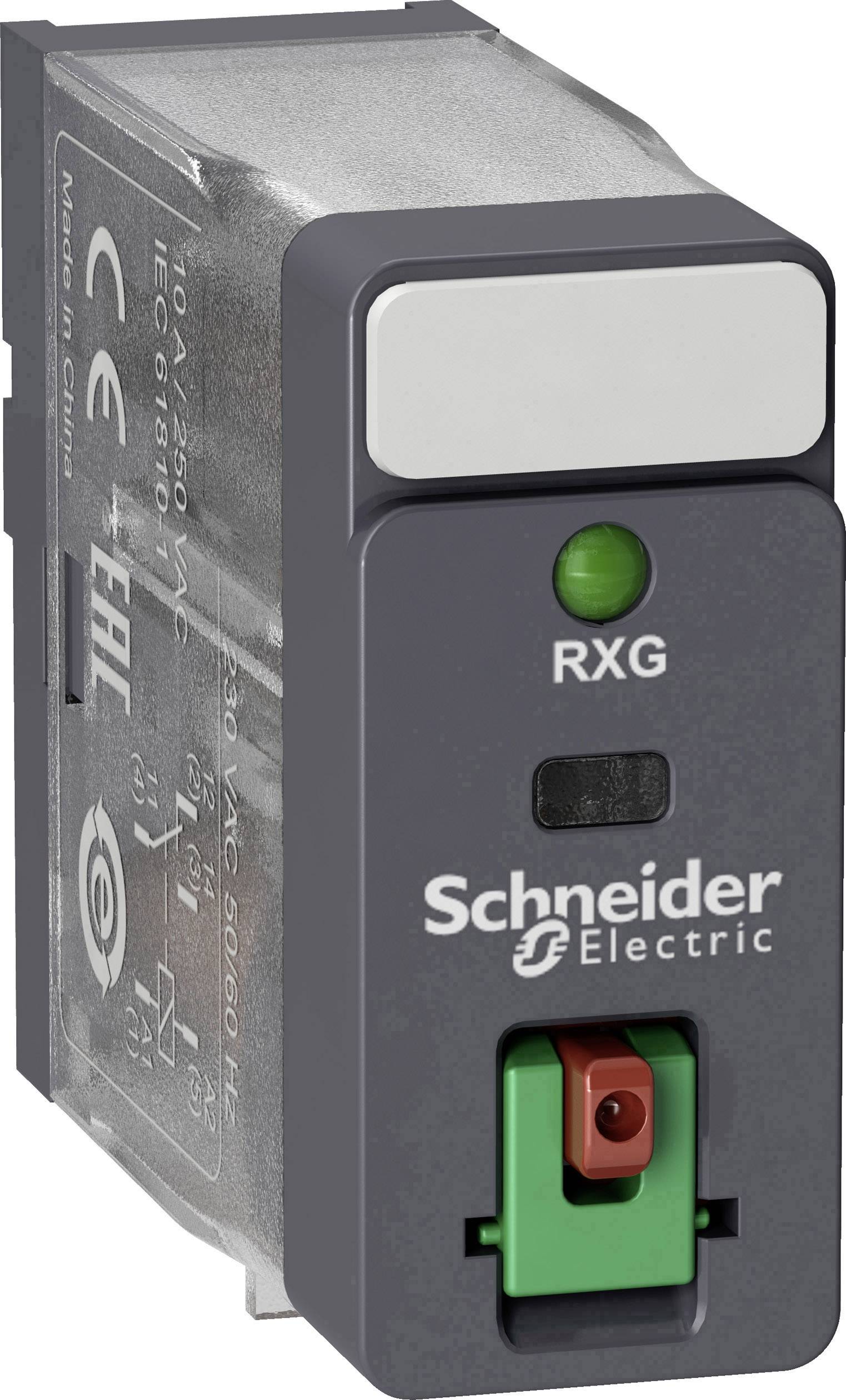 Sivi električni dio s natpisom 'RXG' i 'Schneider Electric', te zelenim i crvenim prekidačem na prednjoj strani.