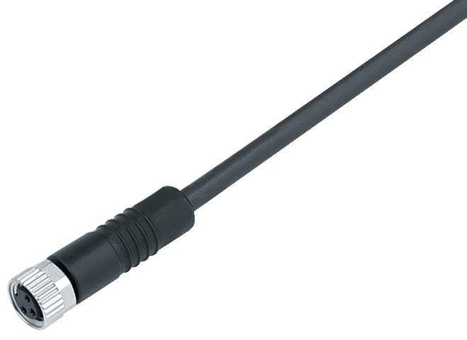 Crni kabel s okruglim utikačem na kraju, prikazuje četveropolni dizajn, koristi se za elektroničke spojeve.