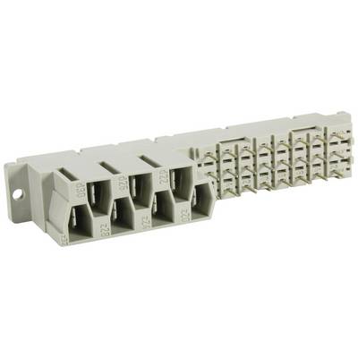 Višepolni utični konektor svijetle boje, položen sa strane, s nekoliko utičnih mjesta i vidljivim metalnim kontaktima.