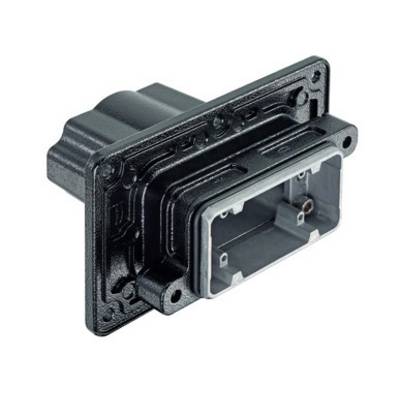 Crni pravokutni električni priključak montiran na pravokutnoj bazi s više montažnih rupa.
