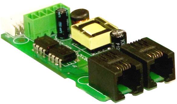 Zelena elektronička tiskana ploča s dva crna Ethernet priključka i nekoliko elektroničkih komponenata.