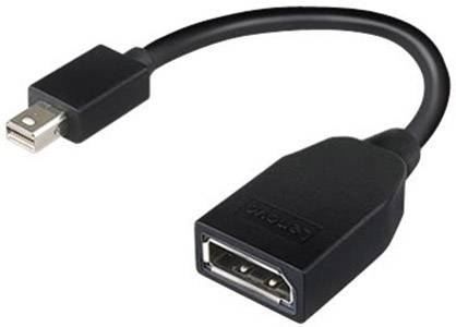 Crni adapter kabel s mini DisplayPort utikačem na DisplayPort utičnicu, pogodan za povezivanje uređaja s različitim priključcima.