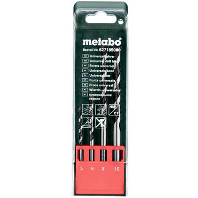 Metabo set bušilica u prozirnoj plastičnoj kutiji, s četiri univerzalna drvodjelca označena s 5, 6, 8 i 10 mm.