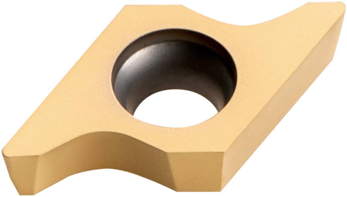 Trokutasti umetak od tvrdog metala s rupom u sredini, zlatne boje, za okretanje i glodanje metalnih materijala.
