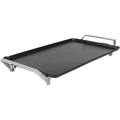 Protuklizna grill-ploča od metala sa rukohvatima sa strana, pogodna za pečenje i roštiljanje.