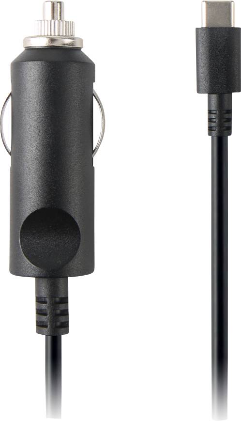 Crni auto punjač s USB-C utikačem, pogodan za punjenje uređaja u automobilu.
