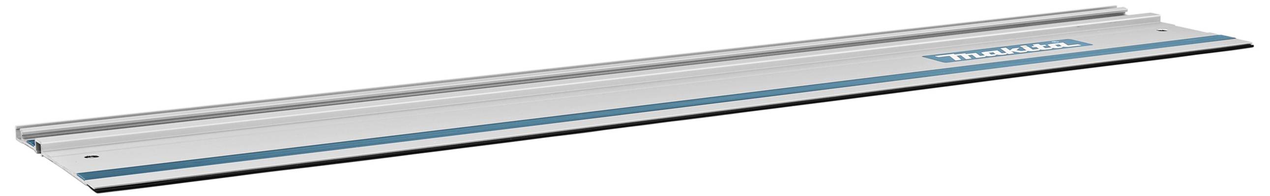 Metalna šina s plavom linijom duž uzdužne strane. Tekst 'Makita' u plavoj boji na šini.