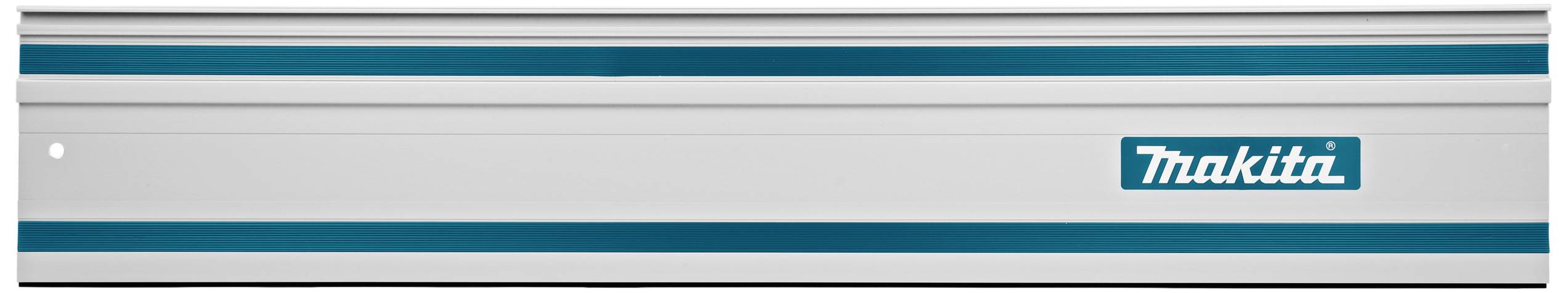 Metalna šina s plavom i bijelom prugom te Makita logotipom desno. Služi kao vodilica za ručne alate.