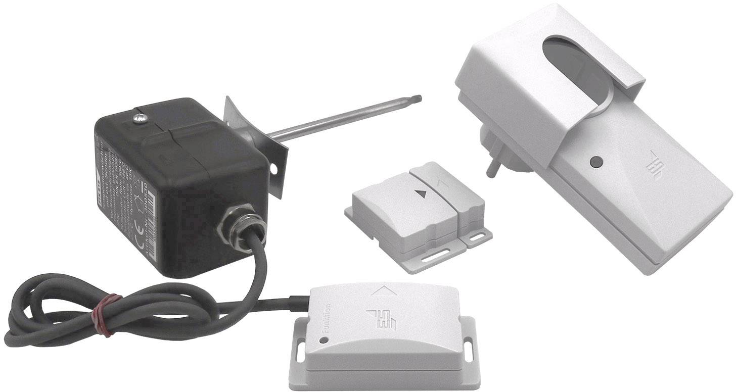 Tri elektronička komponenta: Senzor sa štapom i kabelom, mali pravokutni prekidač i veći pravokutni senzor.