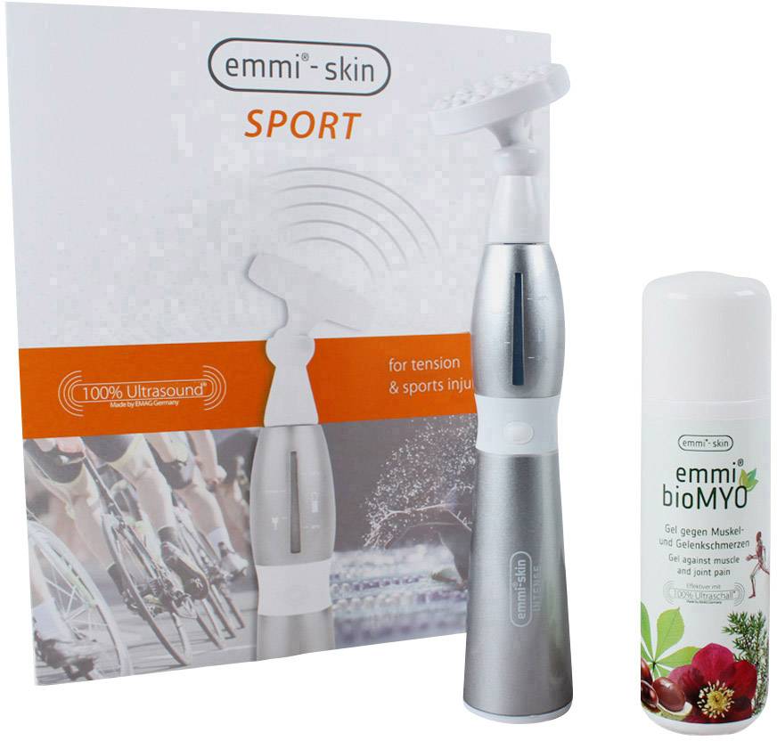 Emmi-Skin ultrazvučni uređaj i Emmi BioMYO gel za mišićne i zglobne bolove, predstavljeni protiv napetosti i sportskih ozljeda.