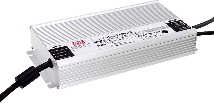 Pravokutni električni uređaj s metalnim kućištem, priključnim kabelima i natpisom 'HVGC-650-M-AB' na vrhu.