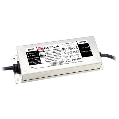 Napajanje s oznakama proizvoda i sigurnosnim znakovima. Ulaz modela: 100-240V, izlaz: 24V, 3,13A, 75W, vodootporno IP65.
