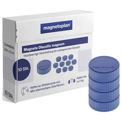 Paket magneta za ploče, 10 komada. Magneti su okrugli, tamno plavi i mogu nositi do 2 kg.