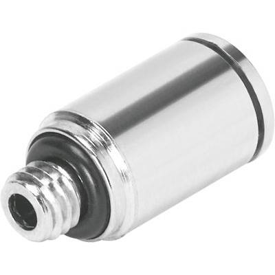 Cilindrični metalni objekt s rebrasto završetkom i glatkom površinom, vjerojatno spojna komponenta ili adapter.