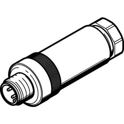 Ilustracija cilindričnog konektora s više pinova, često korištenog u električnim ili elektroničkim primjenama.