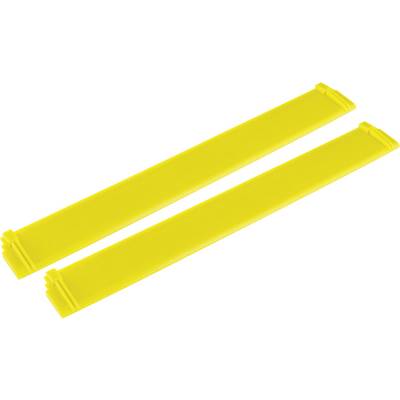 Dva žuta plastična poklopca, paralelno postavljena, za sigurno zatvaranje vrećica ili torbi.
