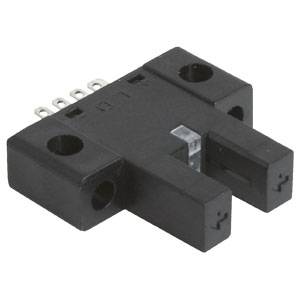 Crni optički senzor sa konektorskim kontaktima i dvije udubine. Koristi se za prepoznavanje objekata u elektroničkim uređajima.