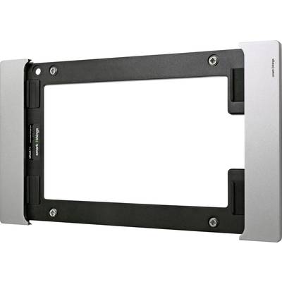 Metalni adapter okvira za ugradnju, crne i srebrne boje, pravokutnog oblika, s više rupa za vijke.