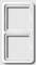 Bijeli, pravokutni plastični okviri s duplim ramom, vertikalno postavljeni. Prazni su i pogodni za prekidače ili utičnice.