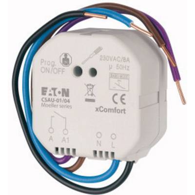 Bijeli električni prekidač s izloženim žicama prikazuje informacije o marki i modelu. Pogodan za 230VAC, 8A, 50Hz.
