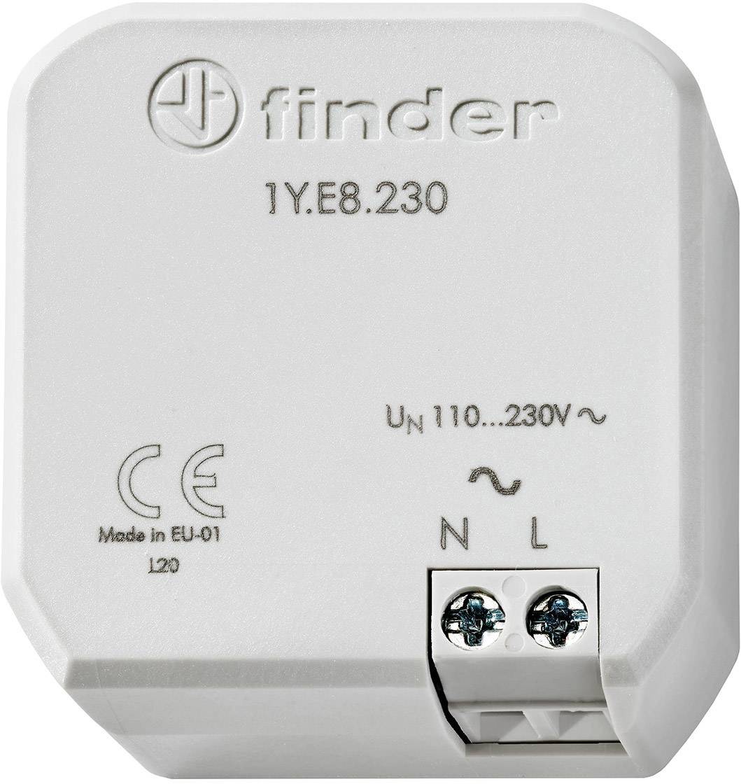 Bijeli električni element tvrtke 'finder', model 1Y.E8.230, s priključcima za neutralni vodič (N) i fazu (L), 110-230V.