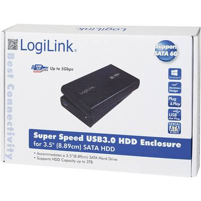 Vanjsko kućište za tvrdi disk LogiLink za 3,5-inčne SATA tvrde diskove, podržava USB 3.0 i brzine do 5 Gbps. Kapacitet do 3 TB.