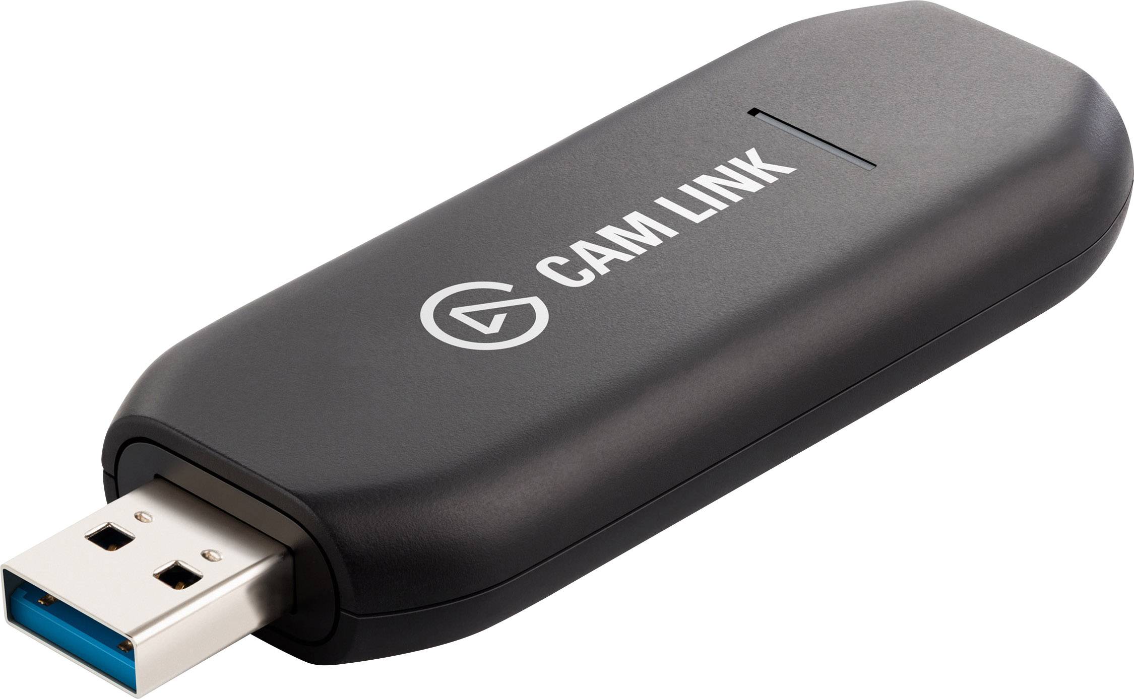 Crni USB video capture uređaj s natpisom 'CAM LINK' omogućava povezivanje kamera s računalima za streaming ili snimanje.
