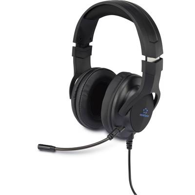 Crni over-ear slušalice s mikrofonom na lijevoj školjki uha.