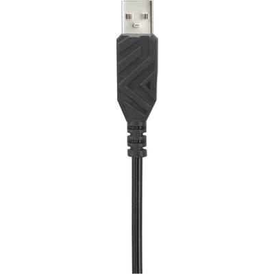 Crni USB kabel s pravokutnim metalnim utikačem; priključni dio elektroničkog uređaja.