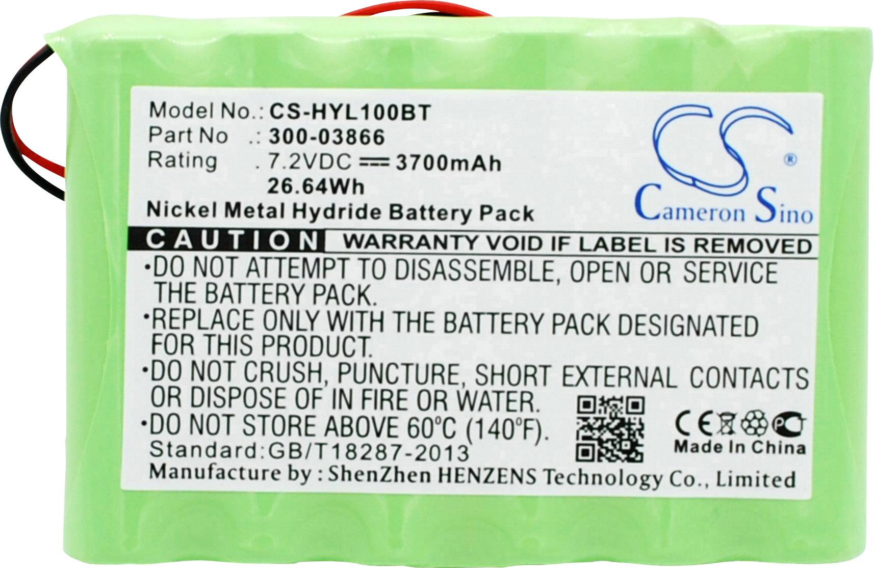 CS Cameron Sino punjiva baterija sigurnosne tehnologije Zamjenjuje originalnu akumul. bateriju 300-03866, LCP500-4B, LYNXRCHKIT-SHA, OSA214 Honeywell 7.2 V 3700 mAh