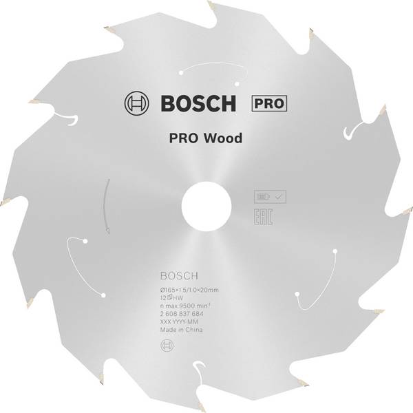 Bosch Accessories 2608837684 2608837684 list kružne pile od tvrdog metala 165 x 20 mm Broj zubaca (po inču): 12 1 St.
