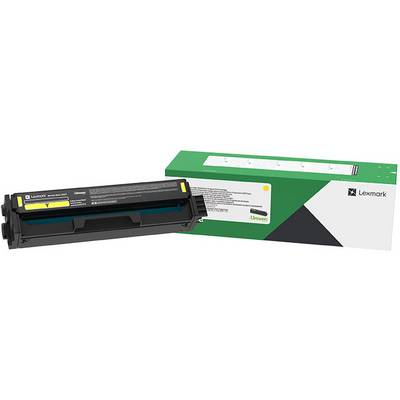 Lexmarkov crni i žuti toner pored zelene i bijele ambalaže.