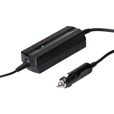 Crni mrežni kabel s adapterom i utikačem za upaljač, zelena LED indikatorska lampica svijetli na adapteru.