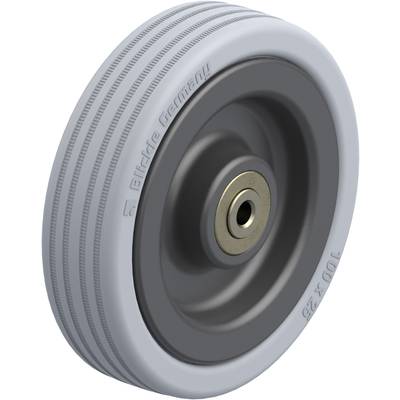 Sivo kolo s metalnom glavinom i natpisom 'Blickle Germany 100x28'. Pogodno za transportne vagonete ili uređaje s kotačima.