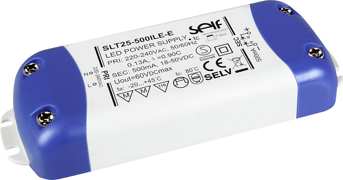 Self Electronics SLT25-350ILE-E LED pogonski sklop konstantna struja 25 W 350 mA 28 - 72 V/DC bez prigušivanja, montaža na zapaljive površine, odobrenje namještaj, zaštita od preopterećenja, preopterećenje 1 St.