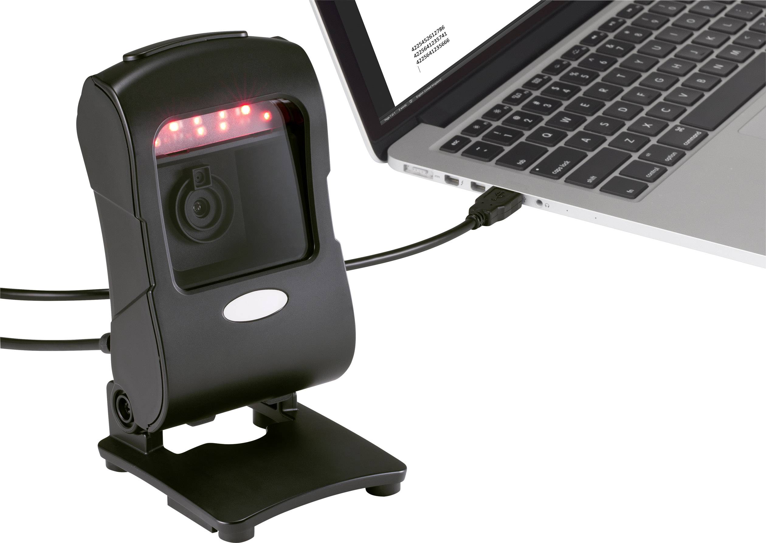 Elektronički uređaj s kamerom i LED osvjetljenjem spojen je USB kabelom na prijenosno računalo.