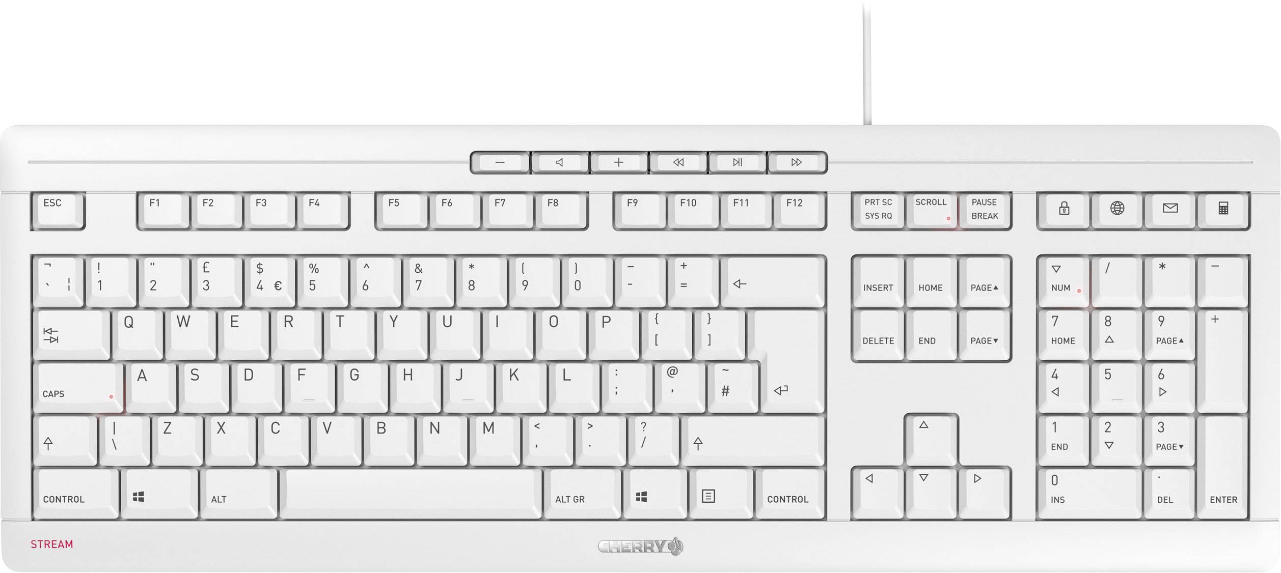 CHERRY Stream USB tipkovnica UK-engleski, qwerty svijetlosiva
