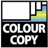 Logotip 'Colour Copy' u bijeloj boji na crnoj pozadini s geometrijskim elementima u žutoj, plavoj i zelenoj boji u gornjem desnom kutu.