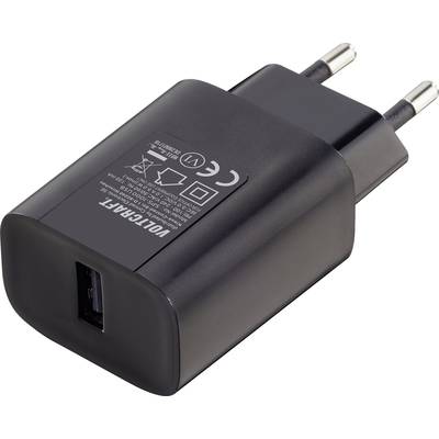 Crni USB punjač s jednim USB priključkom i europskim utikačem, pogodan za punjenje elektroničkih uređaja.